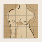 Abstract Line Art Nude Beige Wood Wall Art Gallery Image 1