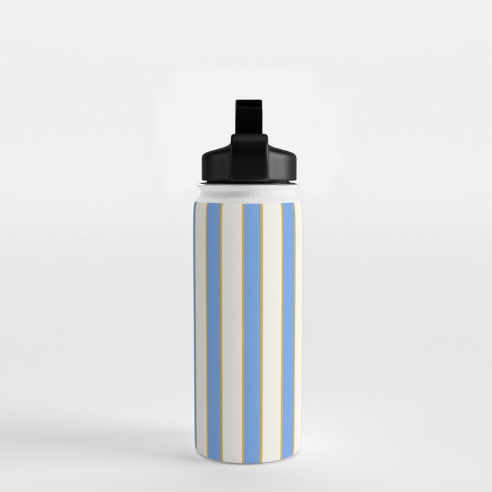 Vintage Cabana Stripe Blue And Gold Stripes Retro Boho Coastal Beach Vibe Water Bottle Gallery Image 2