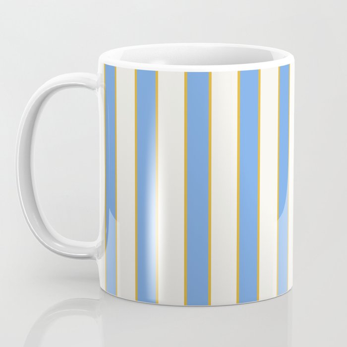 Vintage Cabana Stripe Blue And Gold Stripes Retro Boho Coastal Beach Vibe Coffee Mug Gallery Image 3