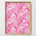 Pink banana leaves tropical pattern on white Serving Tray Gallery Image 1
