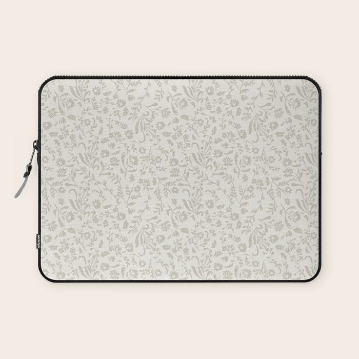 Beige Ditsy Toile Floral Laptop Sleeve Gallery Image 1