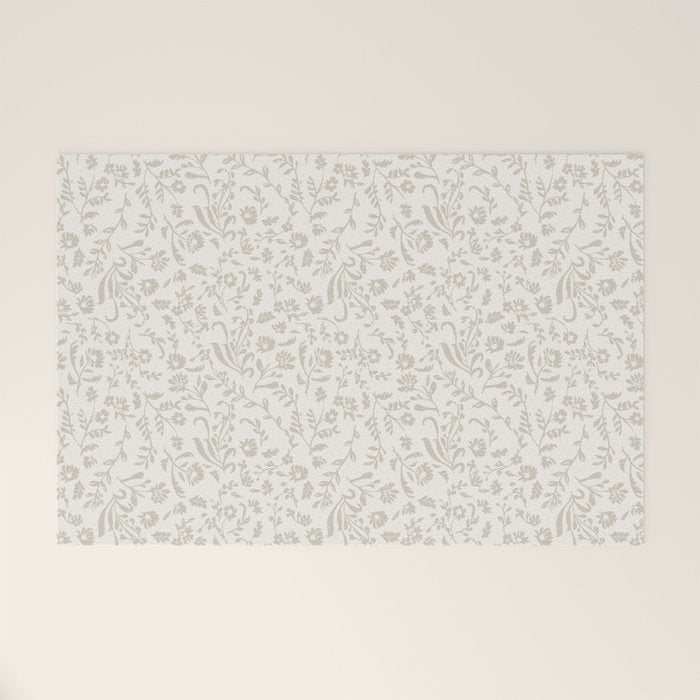 Beige Ditsy Toile Floral Welcome Mat Gallery Image 1