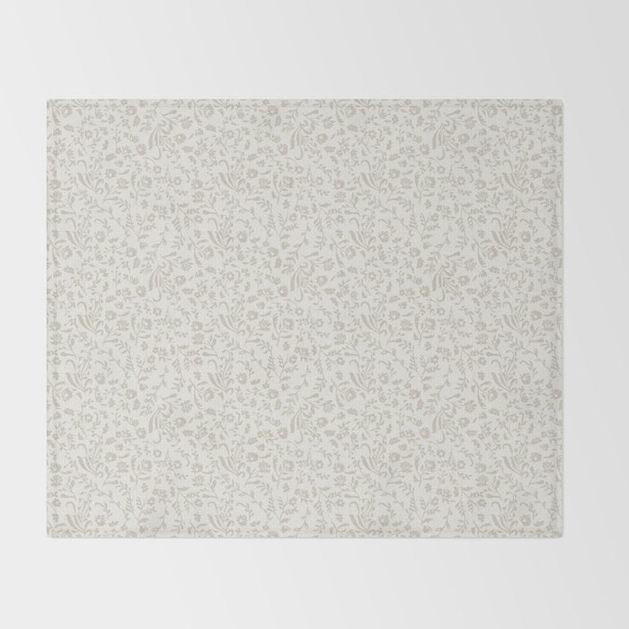 Beige Ditsy Toile Floral Throw Blanket Gallery Image 2