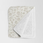 Beige Ditsy Toile Floral Throw Blanket Gallery Image 3