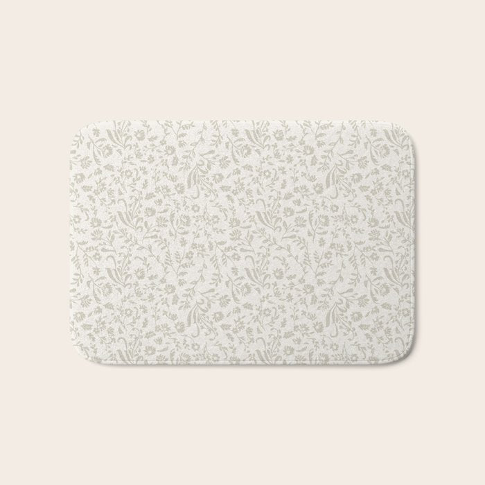 Beige Ditsy Toile Floral Bath Mat Gallery Image 1