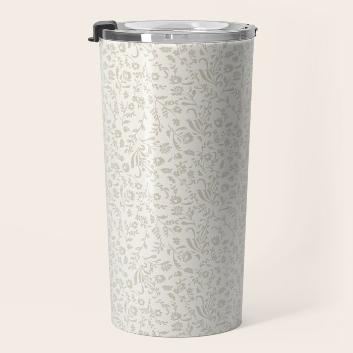 Beige Ditsy Toile Floral Travel Mug Gallery Image 3