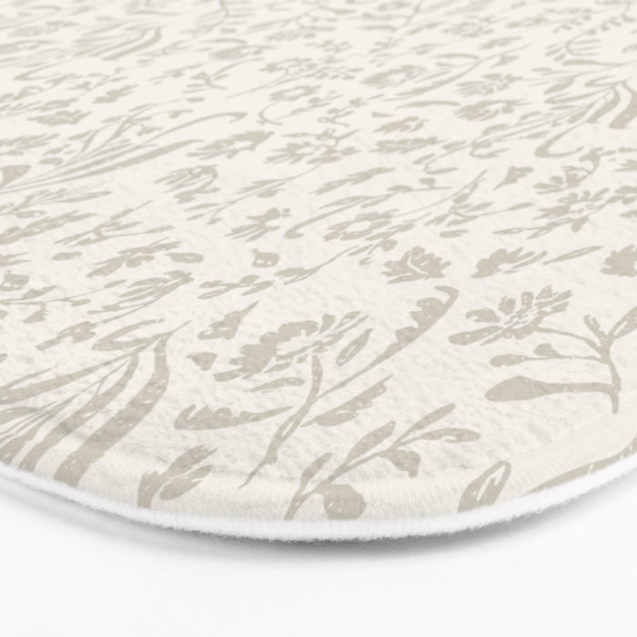 Beige Ditsy Toile Floral Bath Mat Gallery Image 3