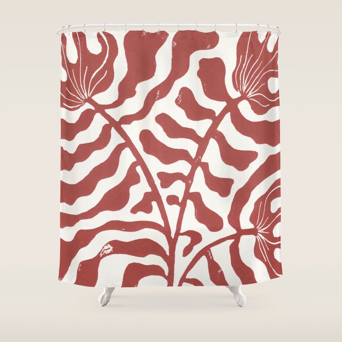 Still LIfe with Three Flowers in a Vase / Red Shower Curtain Gallery Image 1