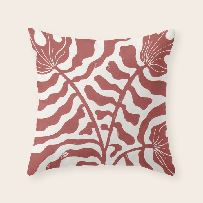 Still LIfe with Three Flowers in a Vase / Red Throw Pillow Gallery Image 6