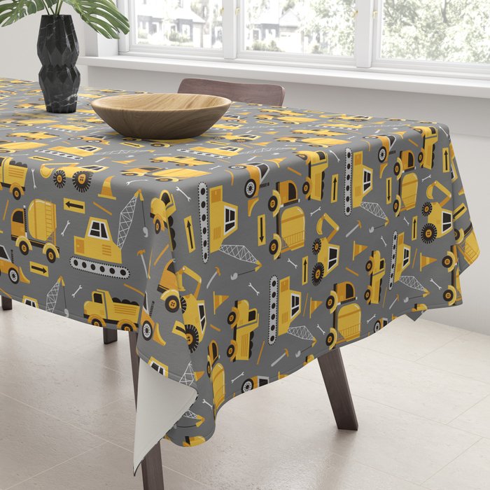 Construction Trucks on Gray Tablecloth Gallery Image 3