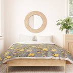 Construction Trucks on Gray Duvet Cover Gallery Image 3
