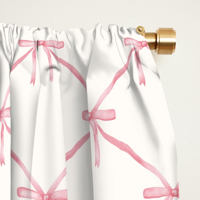 Bows & Ribbons Pattern I Pastel Pink Window Curtain Gallery Image 2