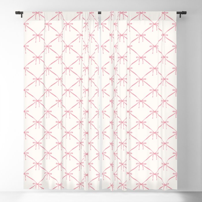 Bows & Ribbons Pattern I Pastel Pink Window Curtain Gallery Image 1