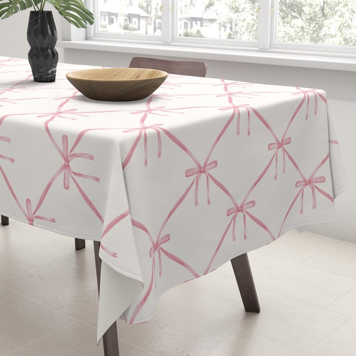 Bows & Ribbons Pattern I Pastel Pink Tablecloth Gallery Image 3