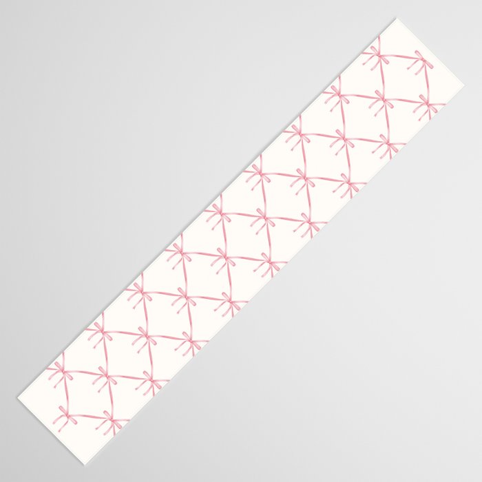 Bows & Ribbons Pattern I Pastel Pink Table Runner Gallery Image 3