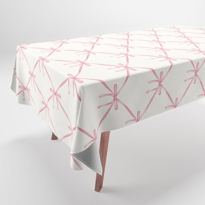 Bows & Ribbons Pattern I Pastel Pink Tablecloth Gallery Image 1