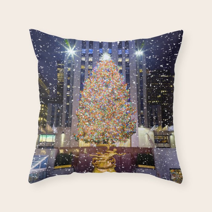 Rockefeller Center Christmas Tree New York City Throw Pillow Gallery Image 6