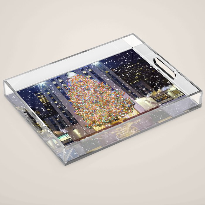 Rockefeller Center Christmas Tree New York City Acrylic Tray Gallery Image 1