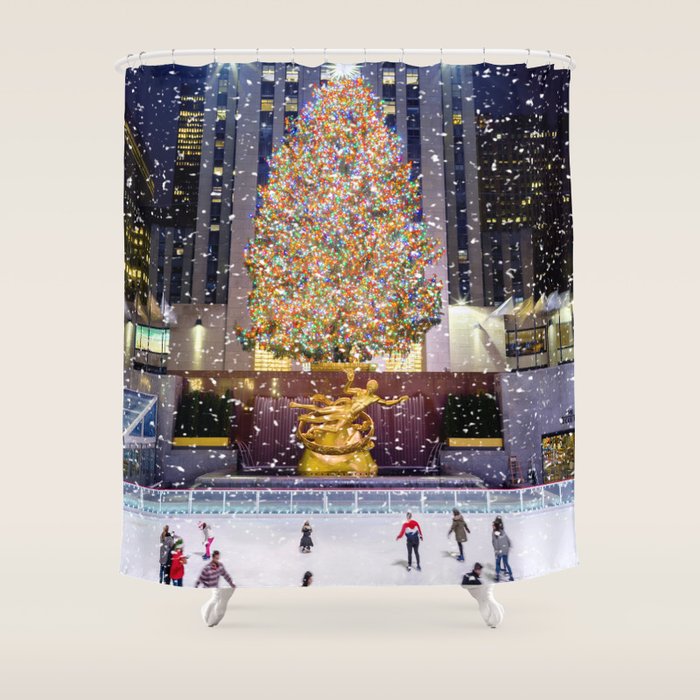 Rockefeller Center Christmas Tree New York City Shower Curtain Gallery Image 1