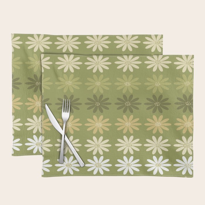 Ombre Abstract Daisies on Olive Green Placemat Gallery Image 1