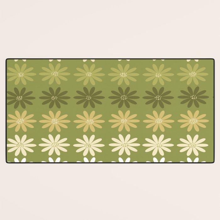 Ombre Abstract Daisies on Olive Green Desk Mat Gallery Image 3
