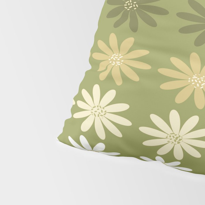 Ombre Abstract Daisies on Olive Green Pillow Sham Gallery Image 4