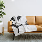 Brushstroke 6: a minimal, abstract, black and white piece Throw Blanket Gallery Image 1