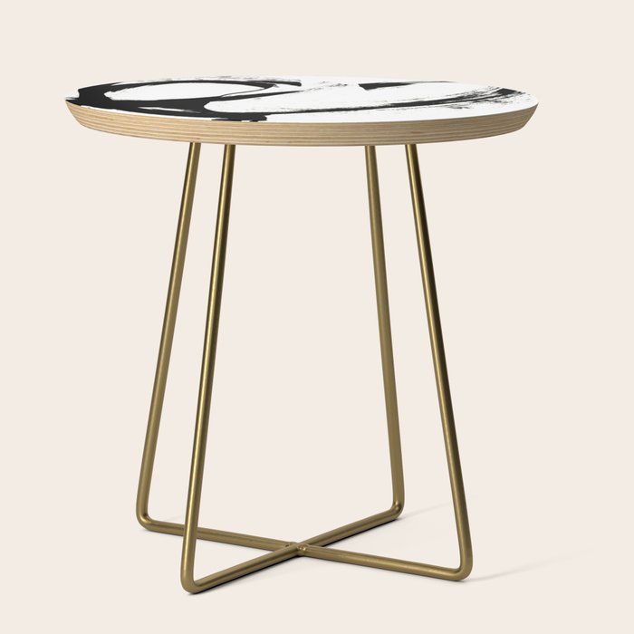 Brushstroke 6: a minimal, abstract, black and white piece Side Table Gallery Image 1
