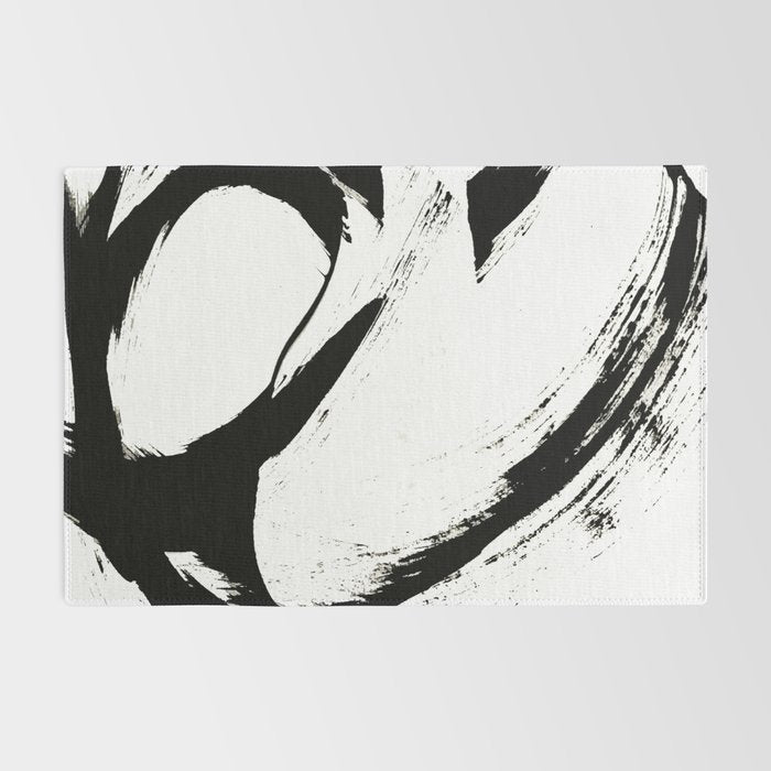 Brushstroke 6: a minimal, abstract, black and white piece Rug Gallery Image 2