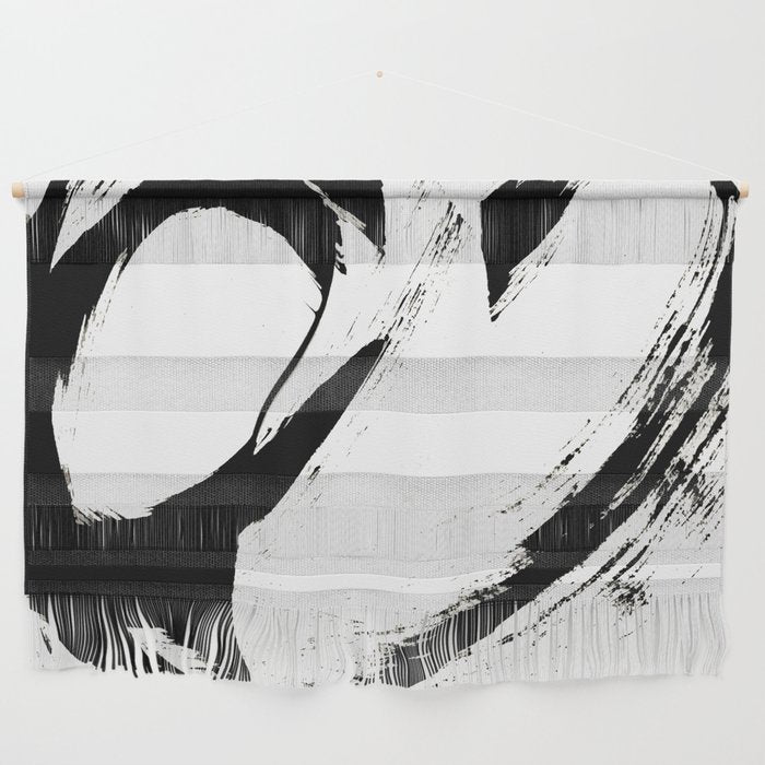 Brushstroke 6: a minimal, abstract, black and white piece Wall Hanging Gallery Image 1