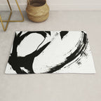 Brushstroke 6: a minimal, abstract, black and white piece Rug Gallery Image 1