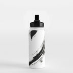 Brushstroke 6: a minimal, abstract, black and white piece Water Bottle Gallery Image 2