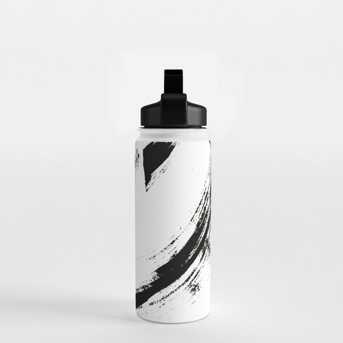 Brushstroke 6: a minimal, abstract, black and white piece Water Bottle Gallery Image 2