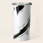 Brushstroke 6: a minimal, abstract, black and white piece Travel Mug Gallery Image 2