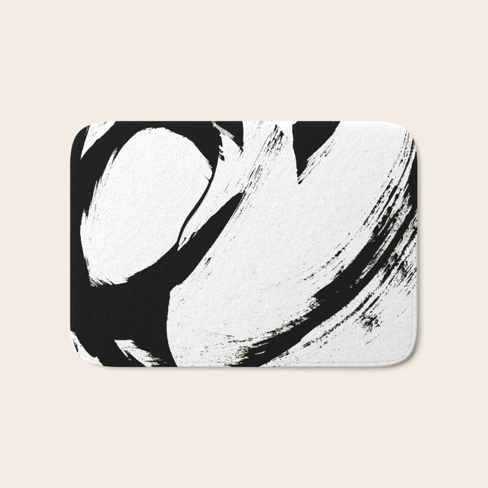 Brushstroke 6: a minimal, abstract, black and white piece Bath Mat Gallery Image 1