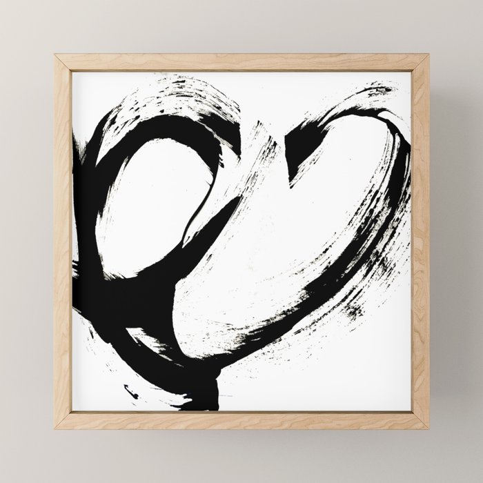 Brushstroke 6: a minimal, abstract, black and white piece Mini Art Print Gallery Image 1