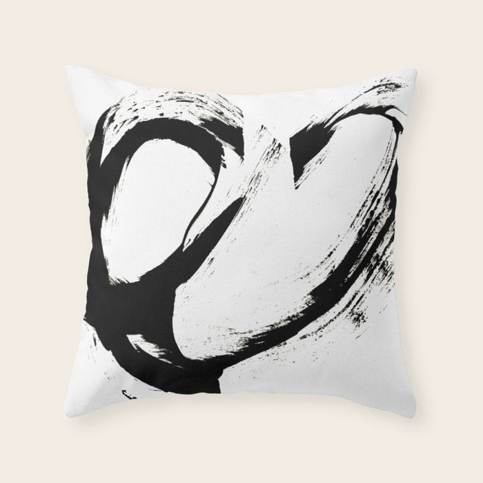 Brushstroke 6: a minimal, abstract, black and white piece Throw Pillow Gallery Image 6