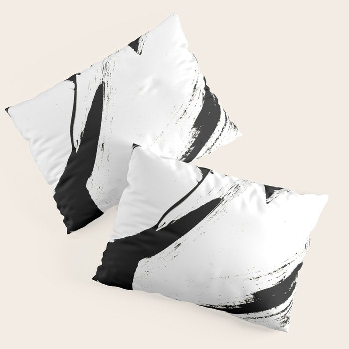 Brushstroke 6: a minimal, abstract, black and white piece Pillow Sham Gallery Image 3