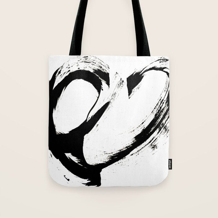 Brushstroke 6: a minimal, abstract, black and white piece Tote Bag Gallery Image 1