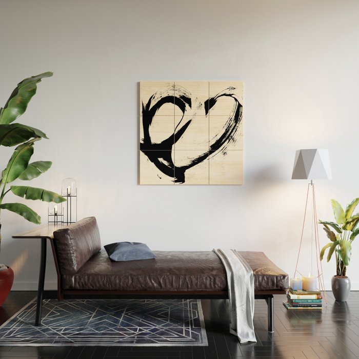 Brushstroke 6: a minimal, abstract, black and white piece Wood Wall Art Gallery Image 2