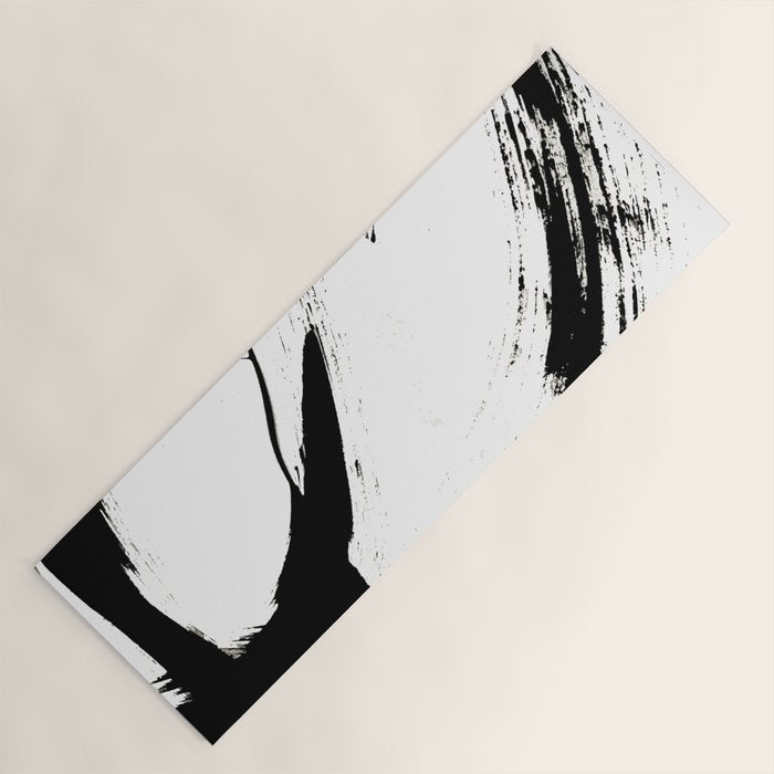 Brushstroke 6: a minimal, abstract, black and white piece Yoga Mat Gallery Image 1