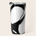 Brushstroke 6: a minimal, abstract, black and white piece Travel Mug Gallery Image 3