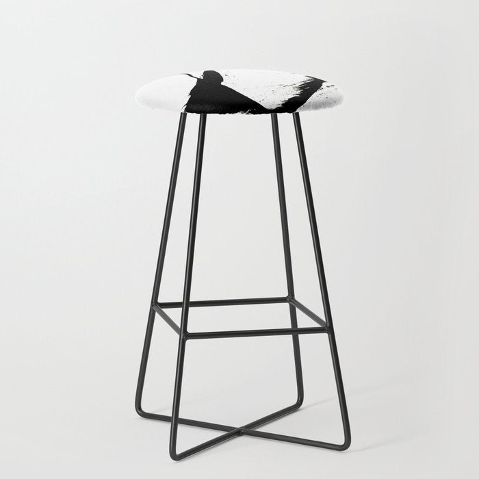 Brushstroke 6: a minimal, abstract, black and white piece Stool Gallery Image 1
