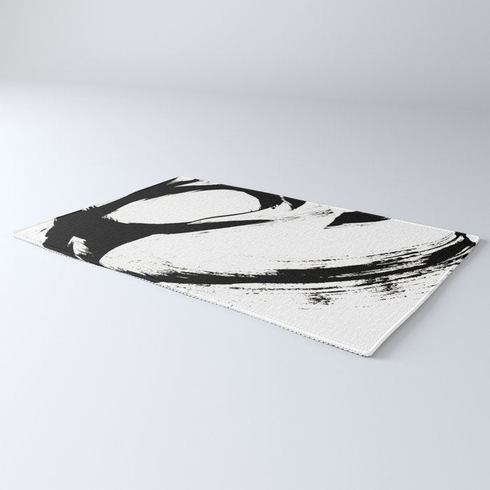 Brushstroke 6: a minimal, abstract, black and white piece Rug Gallery Image 3