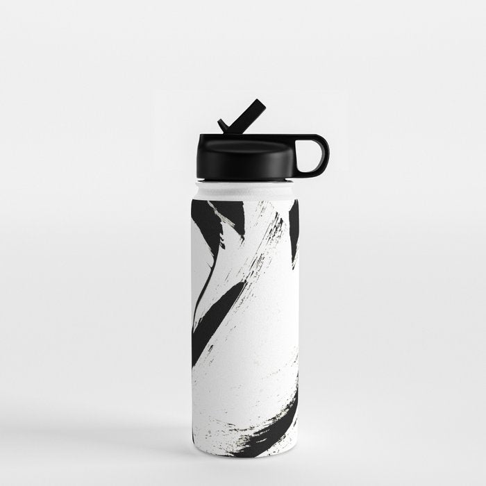 Brushstroke 6: a minimal, abstract, black and white piece Water Bottle Gallery Image 1