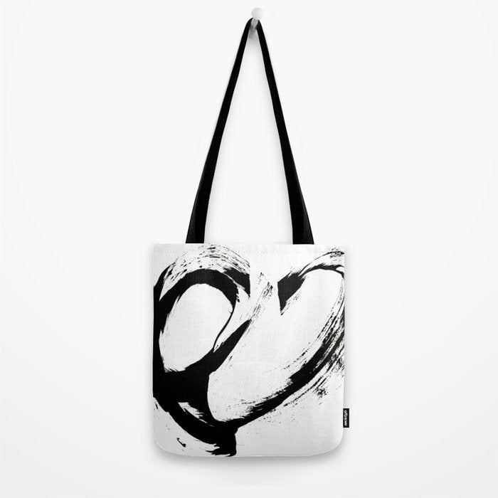 Brushstroke 6: a minimal, abstract, black and white piece Tote Bag Gallery Image 2