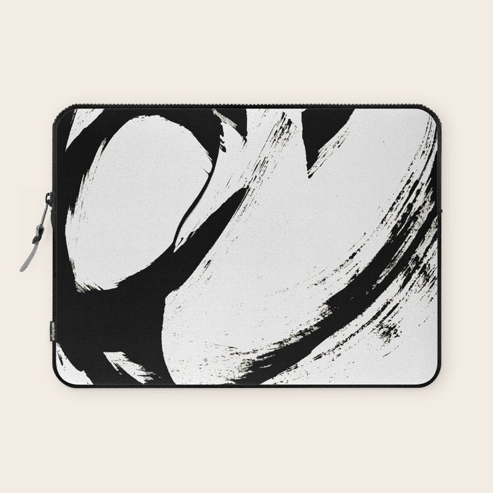 Brushstroke 6: a minimal, abstract, black and white piece Laptop Sleeve Gallery Image 1