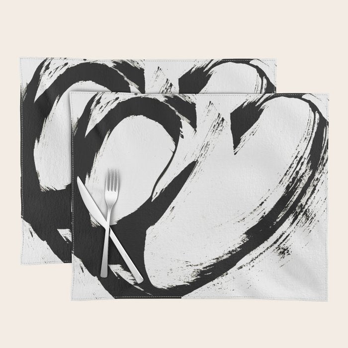 Brushstroke 6: a minimal, abstract, black and white piece Placemat Gallery Image 1