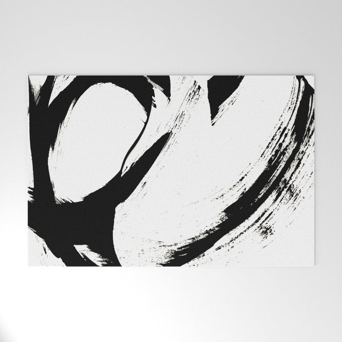 Brushstroke 6: a minimal, abstract, black and white piece Welcome Mat Gallery Image 1