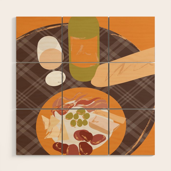 Charcuterie, Wine and Baguette Wood Wall Art Gallery Image 1